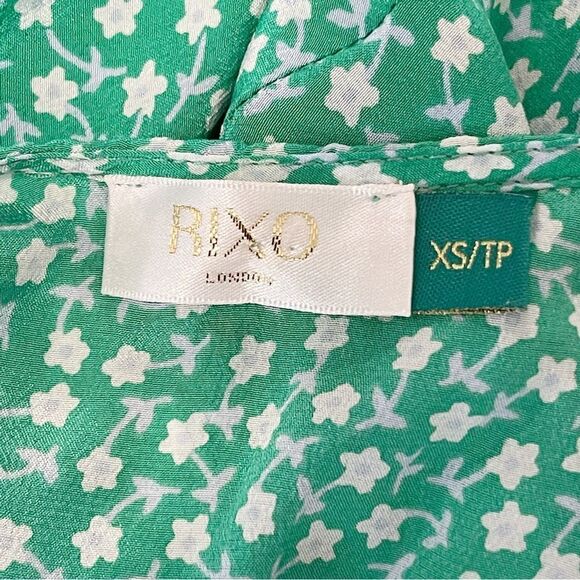 Rixo Silk Kyla Green Floral Dress - Picture 11 of 15